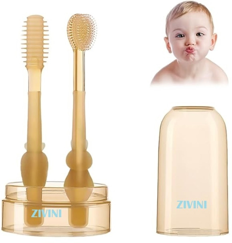ZIVINI Baby Tongue Cleaner Set With Storage Box, Tooth Brush Oral Care Ultra Soft Toothbrush