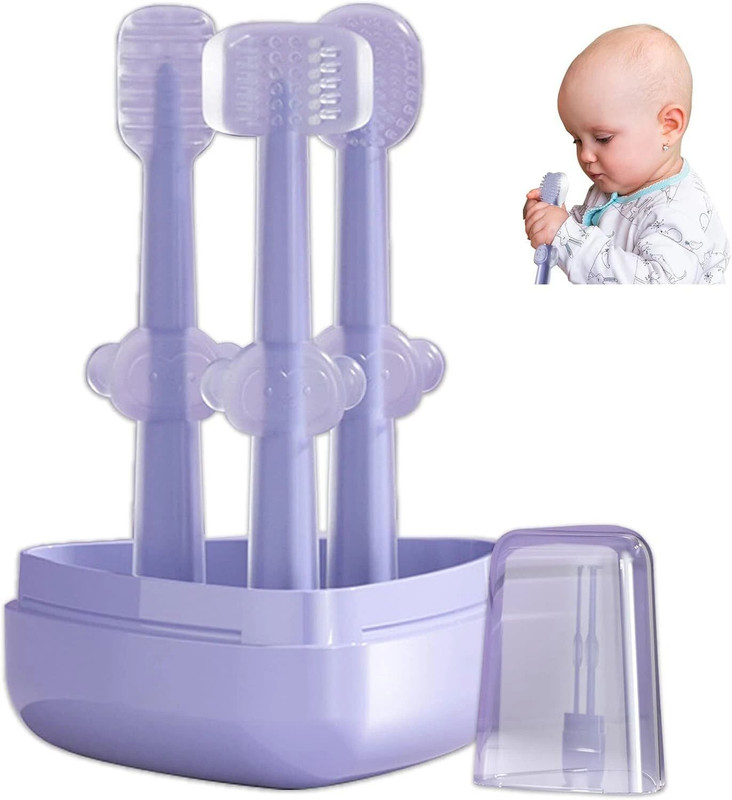 DZOGAX 3 Pecs Set Silicone Toddler Toothbrushes for 0 to 18 Months Baby Extra Soft Toothbrush(Pack of 3)
