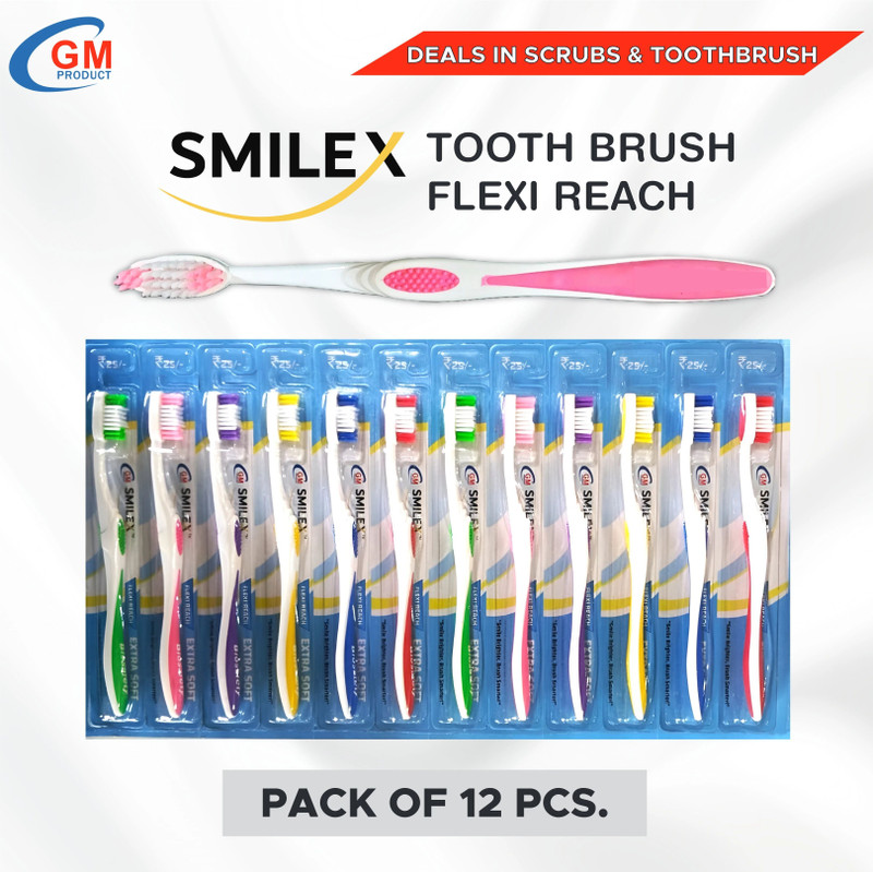 SMILEX FLEXI REACH Toothbrush | Whitening and Effective Cleaning Extra Soft Toothbrush(Pack of 12)