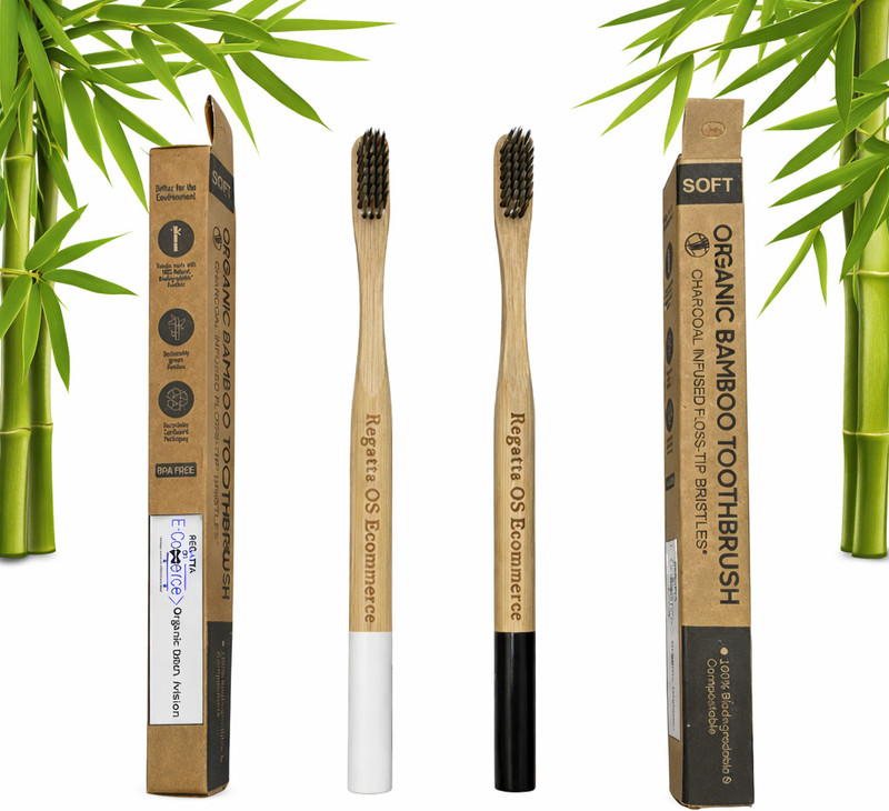 RIYAGYA Organic Bamboo Toothbrush for Adults Charcoal Activated Soft Bristles Soft Toothbrush(Pack of 4)