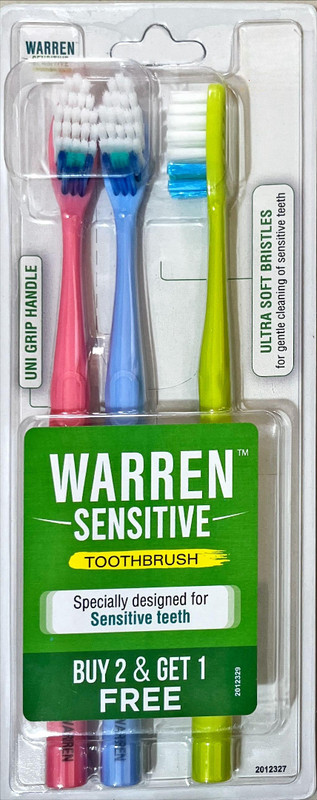 Warren Sensitive Toothbrush - Specially Designed for Sensitive Teeth - multicolour Ultra Soft Toothbrush(Pack of 3)