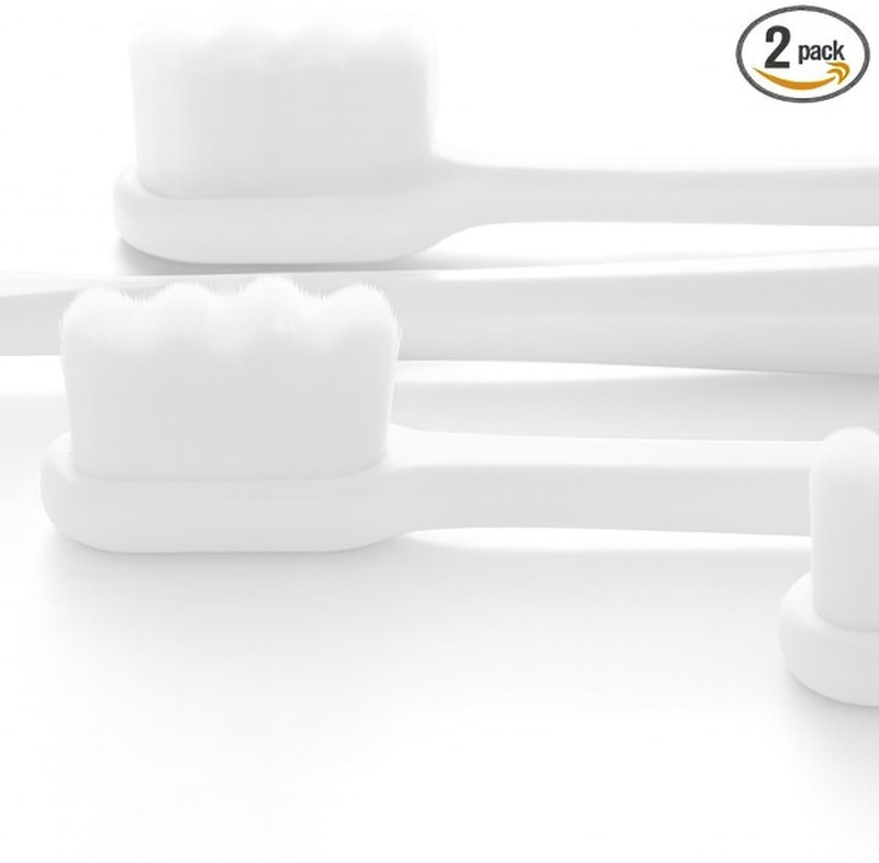 ZUCLLIN White Flat Manual Toothbrushes, Ultra Soft BPA-Free Nano Bristles, 8+ & Adults Extra Soft Toothbrush(Pack of 2)