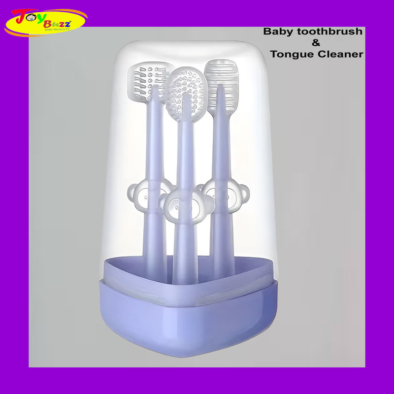 Joy Buzz 3 Pcs Silicone Baby Manual Toothbrush Set Ultra Soft Toothbrush