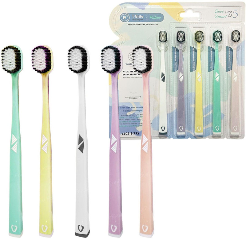 FunBlast Tooth Brush Set - Tooth Brush Combo Pack of 5 for Kids & Adults, Super Soft Bris Ultra Soft Toothbrush(Pack of 5)