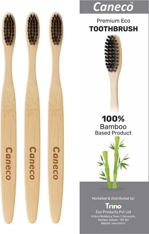 CANECO Biodegradable Bamboo S Shape Charcoal Toothbrush - Ultra Soft Toothbrush Ultra Soft Toothbrush(Pack of 3)