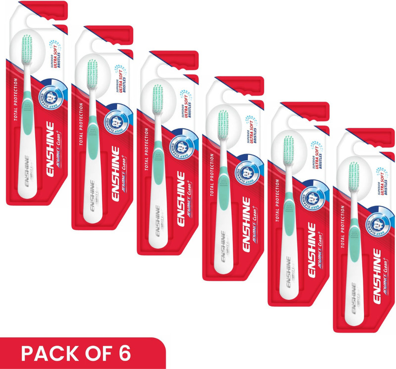 Enshine Advance Clean+ Toothbrush | Prevent Bad Breath, Cavities, Enamel & Gum Problems Ultra Soft Toothbrush(Pack of 6)