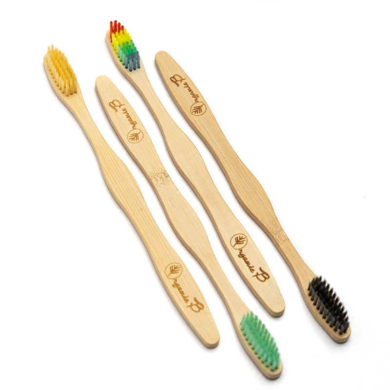 Organic B Mao Bamboo Toothbrush |4 Pcs| Colourful | Adult Soft Toothbrush(Pack of 4)