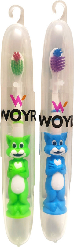 WOYR Premium Quality 2 PC Cat Ultrasoft Toothbrush with toothbrush Holder Ultra Soft Toothbrush(Pack of 2)