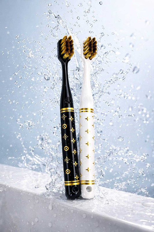 pickliin White-Black_GoldDesign Ultra Soft Toothbrush(Pack of 2)
