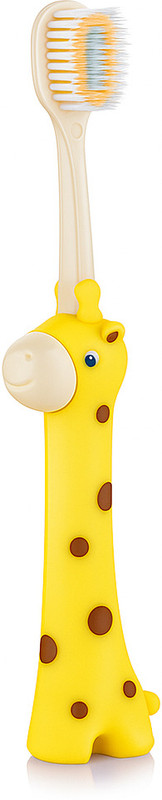 Beebaby Giraffe Shape Brush Buddy Soft Tapered Bristles Kids Toothbrush. BPA Free|Yellow Extra Soft Toothbrush