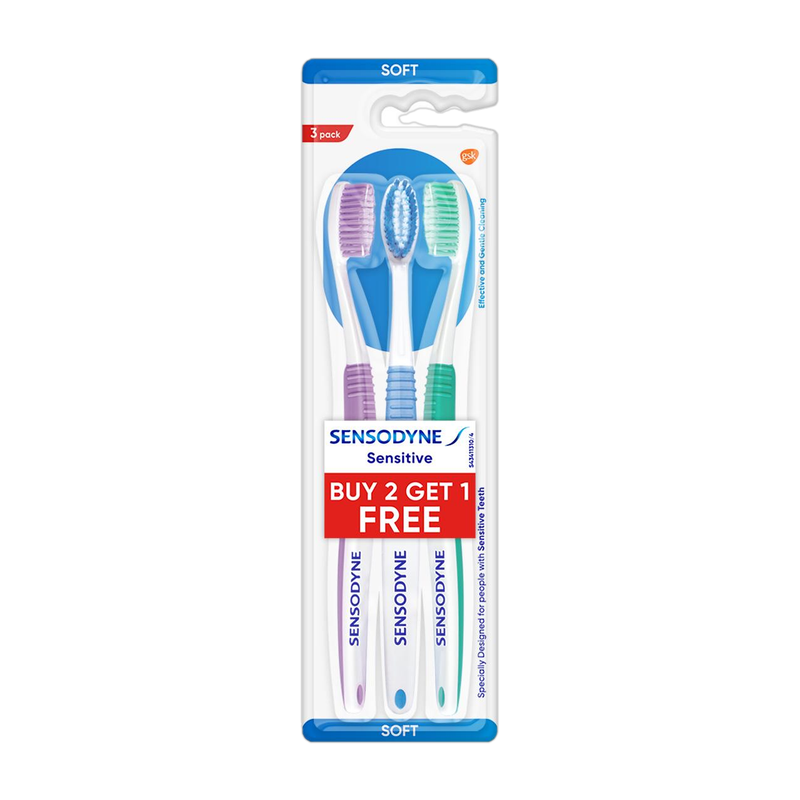 SENSODYNE Sensitive with soft rounded bristles| Soft Toothbrush(Pack of 3)
