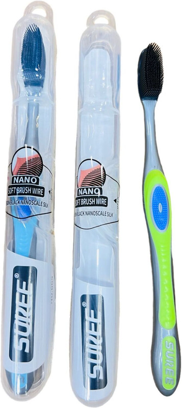 Rawal SUREE IMPORTED BLACKSOFT SILICONE TOOTHBRUSH BOMBO PACK OF 2 Toothbrush Extra Soft Toothbrush(Pack of 2)
