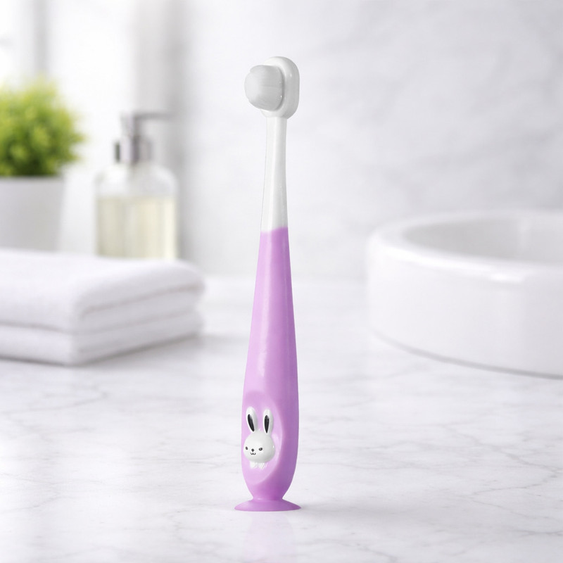 Magic Pebbles Kids Soft Bristle Toothbrush with Cute Bunny Design, Easy Grip Handle 18M+ Extra Soft Toothbrush