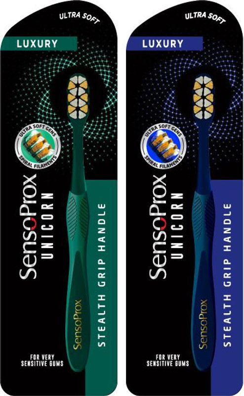 SENSOPROX Unicorn Pack of 2 Green & Blue Extra Soft Toothbrush