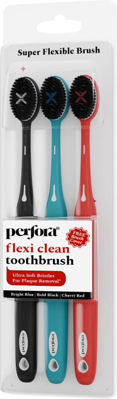 Perfora Flexi Toothbrush For Kids & Adults, With Charcoal-Infused Bristles, Extra Soft Toothbrush(Pack of 3)