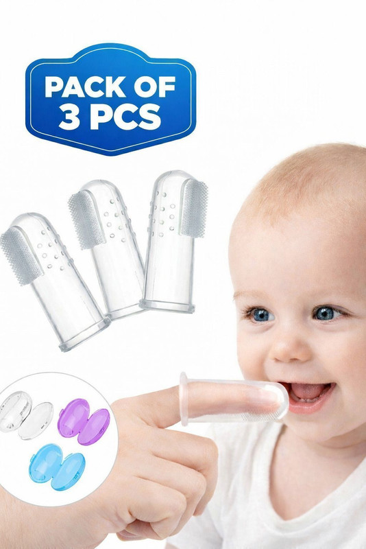 Mummasafe Ultra Soft Food Grade Silicone Baby Finger Toothbrush & Tongue Cleaner Ultra Soft Toothbrush(Pack of 3)
