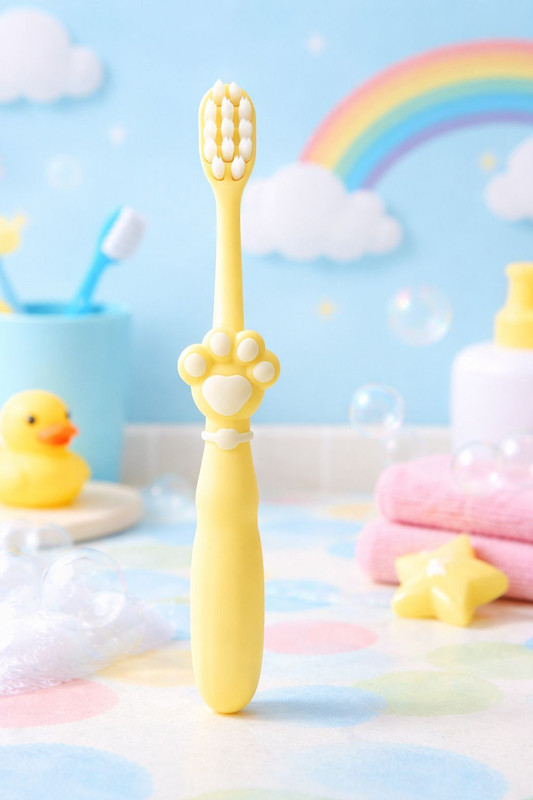 Magic Pebbles Soft Bristle Baby Toothbrush for Kids | Paw Design Easy Grip Handle | Extra Soft Toothbrush