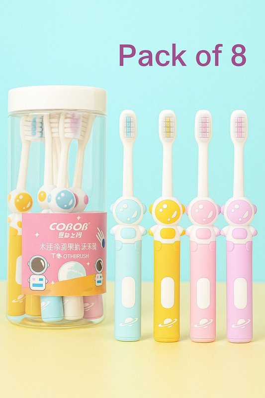 Magic Pebbles Kids Colorful Toothbrush Supersoft Bristles for Kids Aged 3-12 Extra Soft Toothbrush(Pack of 8)
