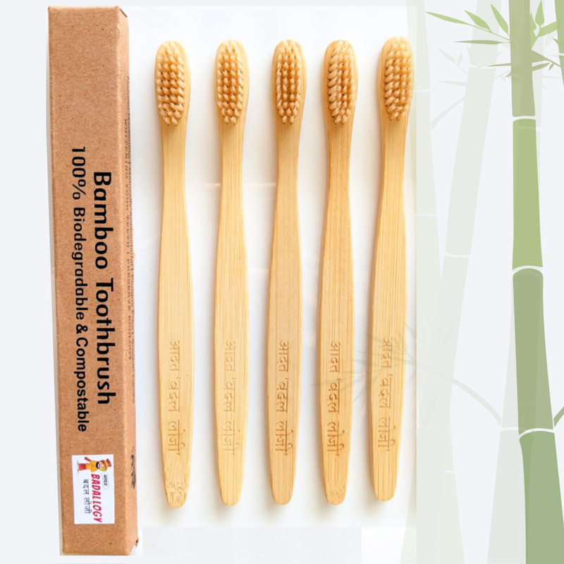 eyurva 6 Pcs. bamboo natural wooden eco-friendly toothbrush with soft bristles Soft Toothbrush(Pack of 6)