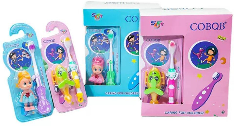 DCELLA Manual Toothbrush for Kids with Toy Age Between 3 to 8 Years (Pack of 2) Ultra Soft Toothbrush(Pack of 2)