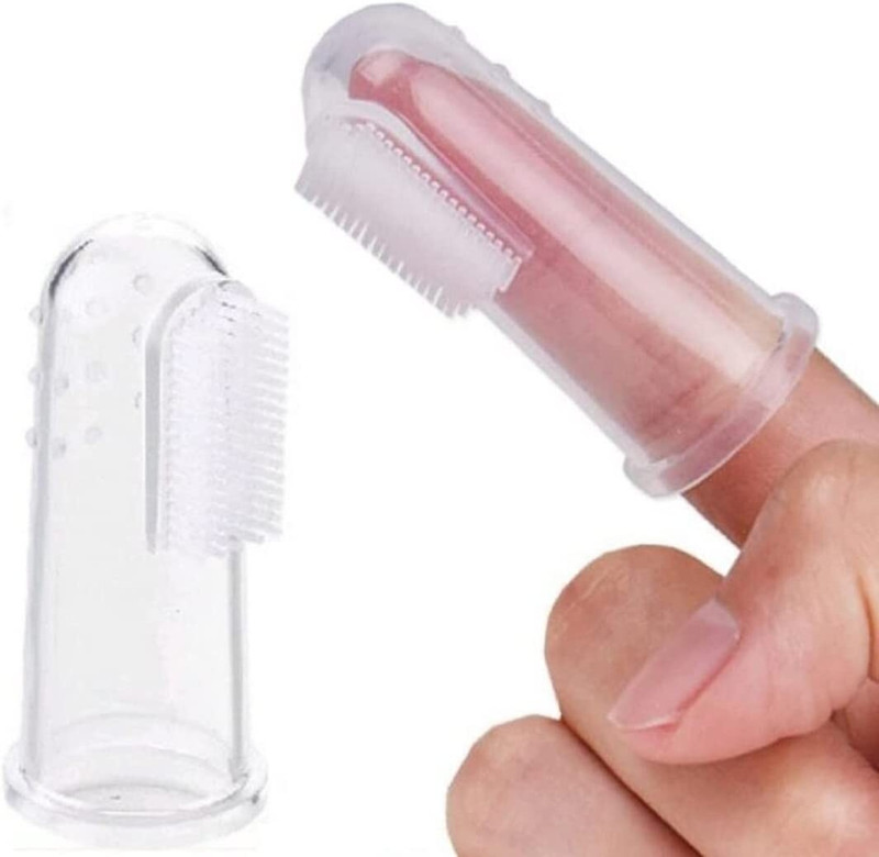 MKRaising trader Baby boy Silicone Finger ToothBrush with case for Easy Cleaning, Medium Toothbrush