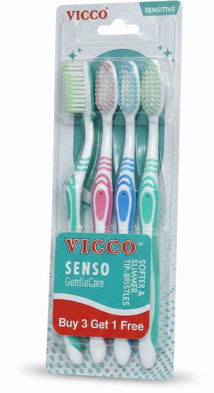 VICCO Senso GentleCare Softer & Slimmer Tip Bristles Soft Toothbrush(Pack of 4)