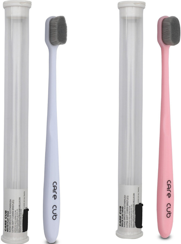 CARE CUB Green & Pink ZigZig Nano10000 Bristle BPA Free Effect For Sensitive Teeth Ultra Soft Toothbrush(Pack of 2)