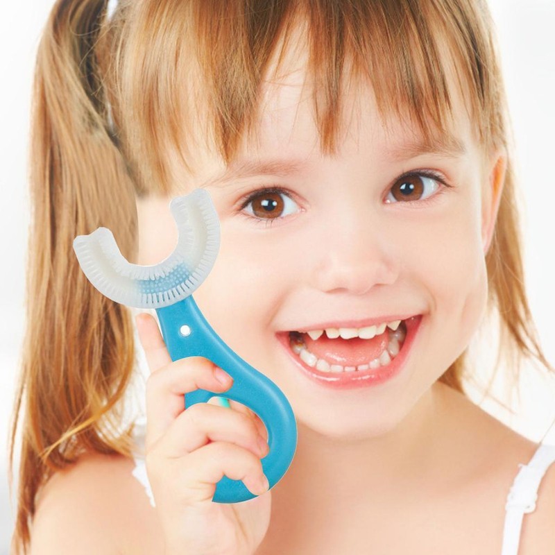 CRAZYABBS Silicon U Shaped Kids, Baby Toothbrush Manual Kids Brush 2-6 Years 360 Degree Medium Toothbrush