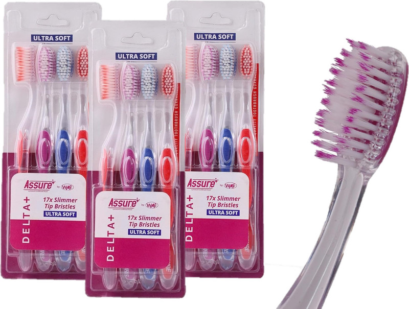 ASSURE Delta+ Toothbrush (Pack of 12) |Soft Bristle | Built-in Tongue Cleaner Soft Toothbrush(Pack of 12)