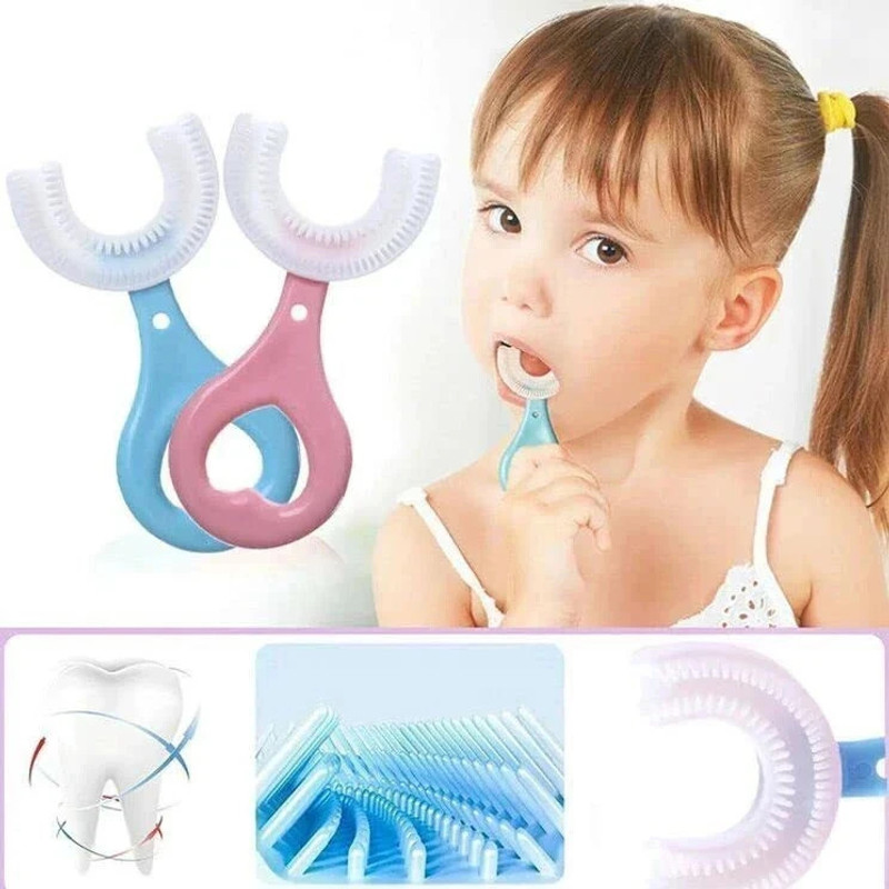 AARADHYAM 2 x U shaped brush for kids Kids Brush for Kids Infant Toothbrush For 2-6 Years Ultra Soft Toothbrush(Pack of 2)