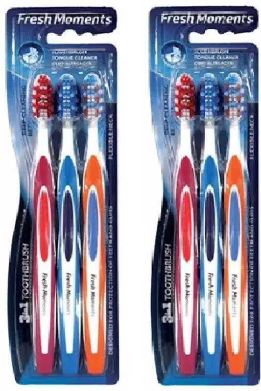 Modicare FRESH MOMENTS 3 in 1 TOOTHBRUSH (3 units each) - pack of 2 Medium Toothbrush(Pack of 2)