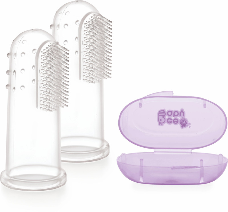 Beebaby Silicone Finger Brush with Carry Case For Baby (Pack of 2) Violet Ultra Soft Toothbrush(Pack of 2)