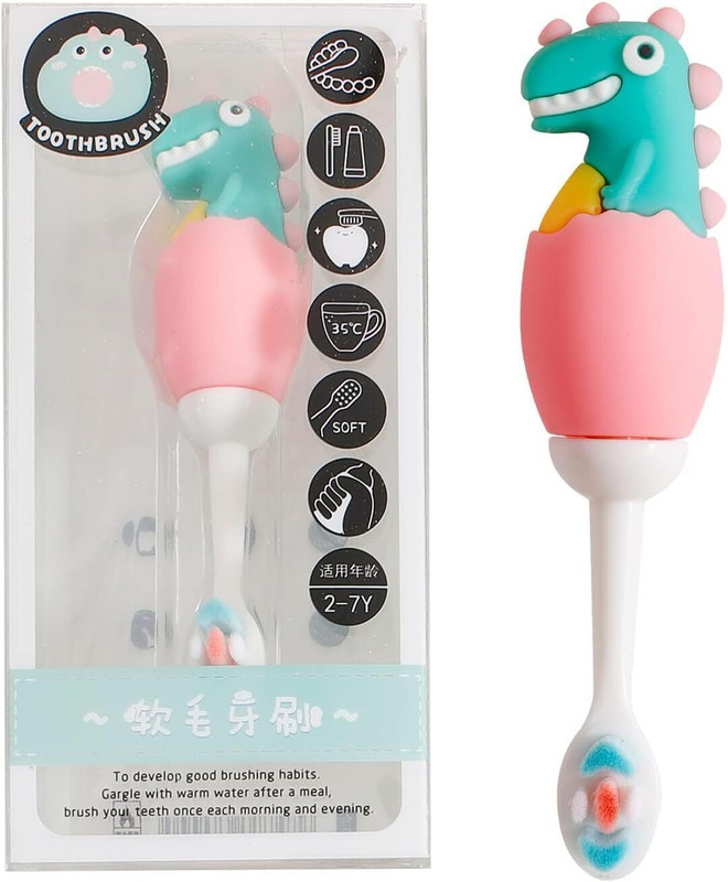 Gomzy Soft Toothbrush,Extra Microfiber Soft Bristles for 3-6 Years old Kids-Pink Soft Toothbrush