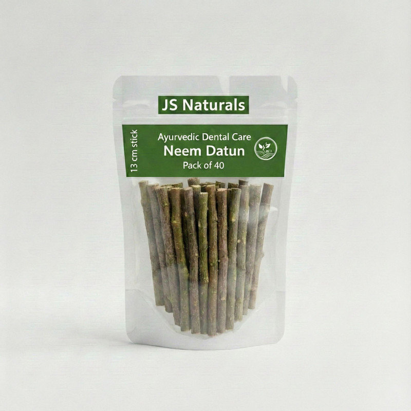 JS Naturals Neem Datun Chew Sticks Organic Ayurvedic Toothbrush Nim Twigs for Oral Care Medium Toothbrush(Pack of 40)
