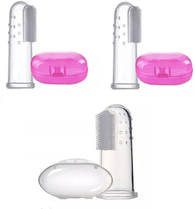 granny cares silicon brush baby tooth brush kid girl 1 year baby one year baby Ultra Soft Toothbrush(Pack of 3)