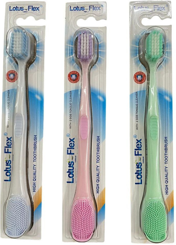 WISHLIST Toothbrush with Tongue Cleaner Ultra Soft Toothbrush(Pack of 3)
