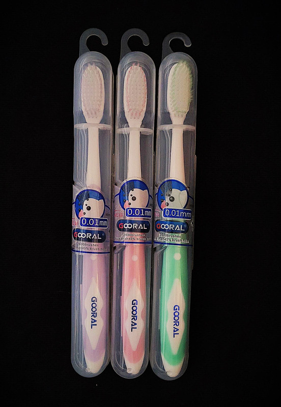 GOORAL 0.01MM 2600BRUSHES MORE THAN 45% BRUSH HOLES OWL HANDAL MULTICOLOUR Soft Toothbrush(Pack of 3)