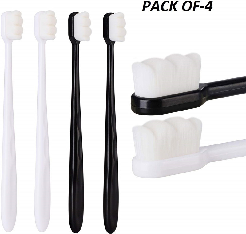 REVATAKG Ultra Soft-Bristled Toothbrush Adult Micro Nano 15000 Floss Bristle Ultra Soft Toothbrush(Pack of 4)