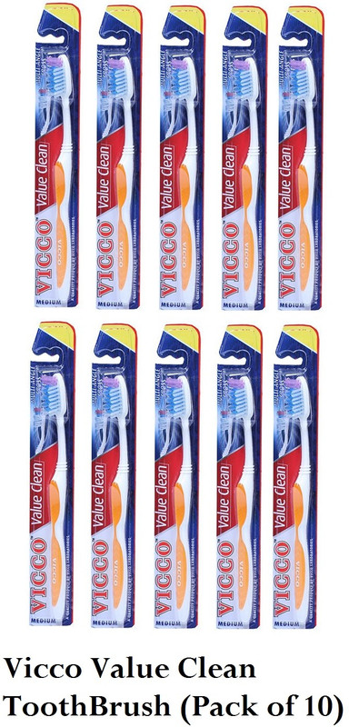 VICCO Value Clean Tooth Brush Medium Toothbrush(Pack of 10)