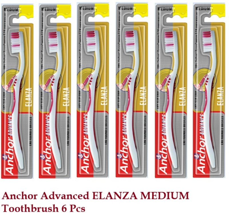 ANCHOR Advance ELANZA Medium Toothbrush Medium Toothbrush(Pack of 6)