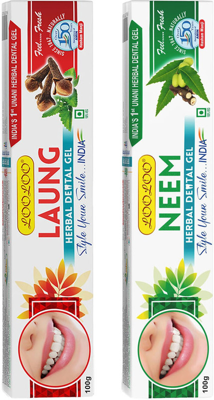 looloo Herbal Medicated Tooth Neem Gel -100gm & Herbal Tooth Laung Gel Toothpaste(200, Pack of 2)