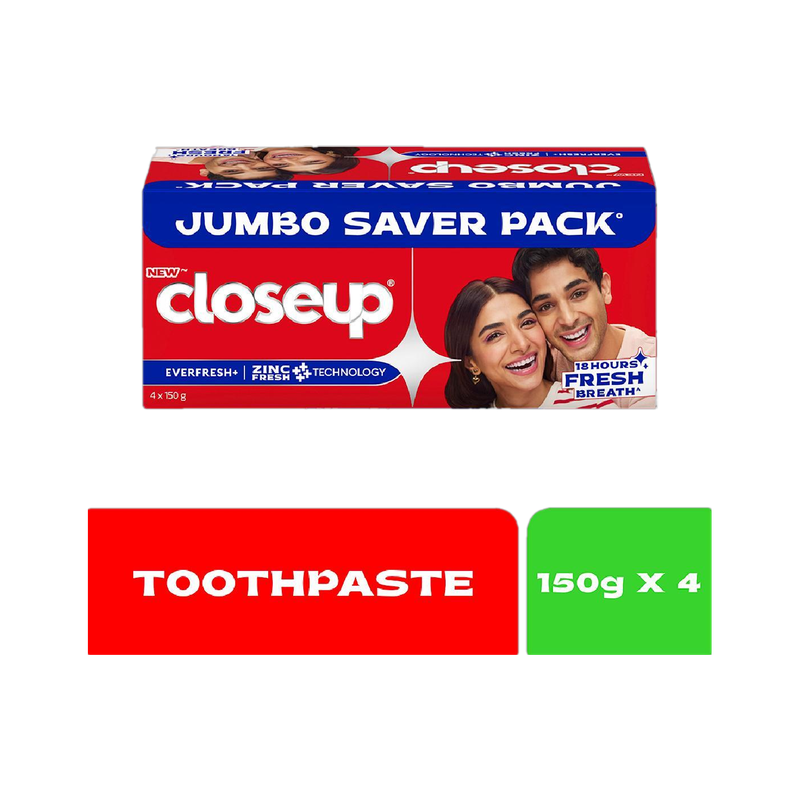 Closeup Long lasting 18 Hours Of Fresh Breath and White Teeth Toothpaste(600 g, Pack of 4)