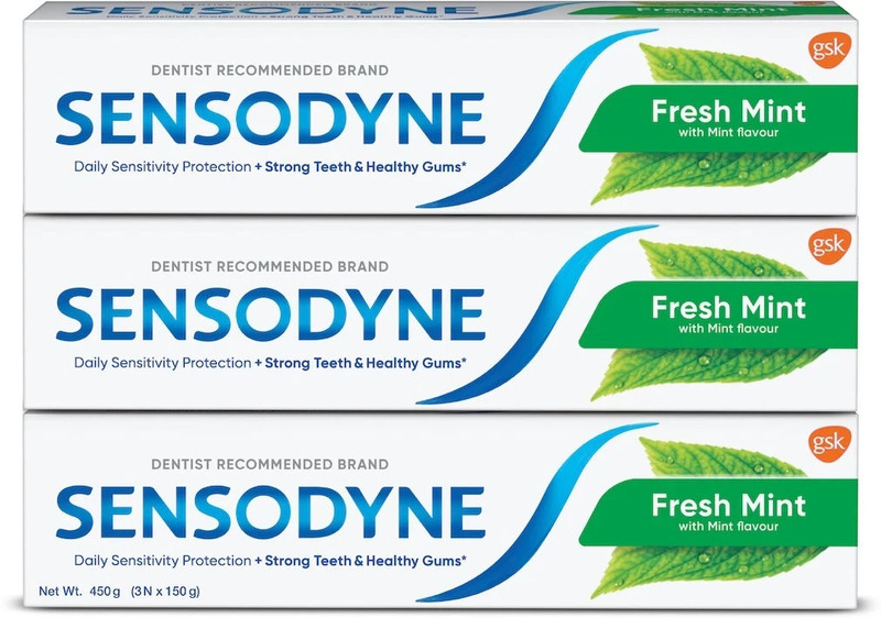 SENSODYNE Fresh Mint Combo for daily sensitivity protection Toothpaste(450 g, Pack of 3)
