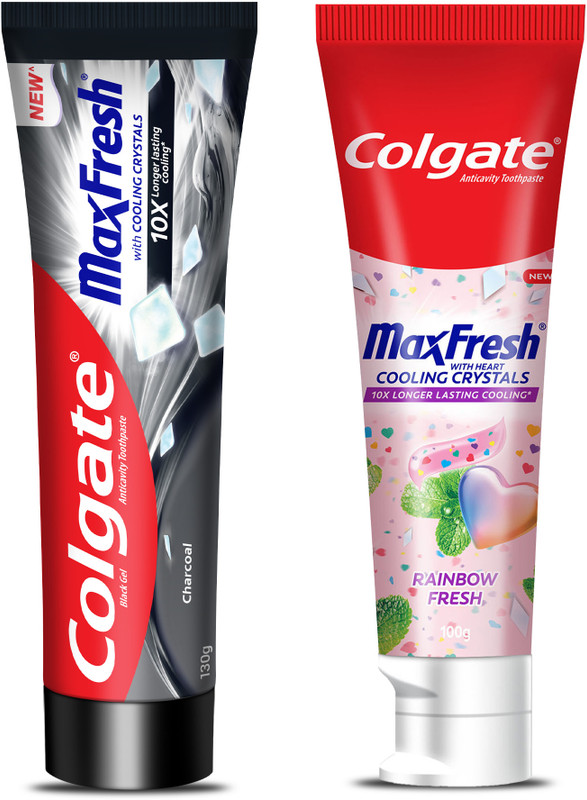 Colgate MaxFresh Charcoal Toothpaste with Rainbow Fresh Fluoride Toothpaste Toothpaste(230 g, Pack of 2)