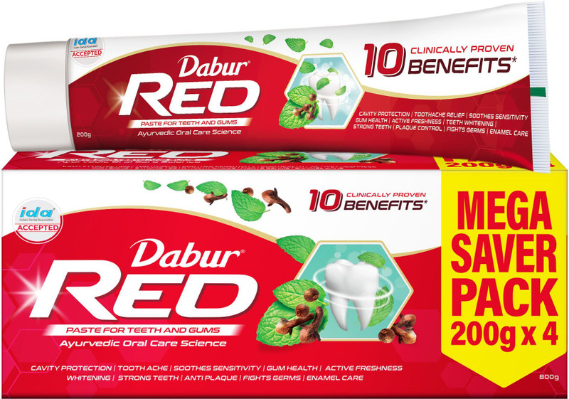 Dabur Red Ayurvedic Toothpaste Toothpaste(800 g, Pack of 4)