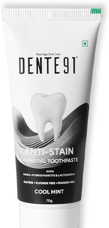 DENTE91 Anti-Stain Charcoal Toothpaste for Stain Removal & Teeth Whitening Toothpaste(70 g)