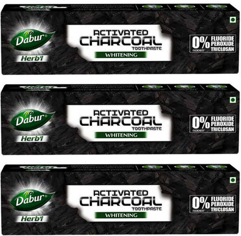 Dabur Herbal Activated Charcoal Whitening With Mint Toothpaste 120gm 3pc Toothpaste(360 g, Pack of 3)