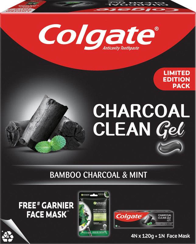 Colgate Charcoal Clean Toothpaste 480g and Garnier Charcoal face mask Toothpaste(480 g, Pack of 5)