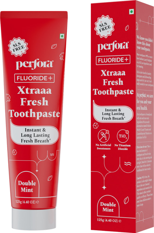 Perfora Xtraa Fresh Dual Mint Toothpaste, Instant & long-lasting freshness with SLS Free Toothpaste(125 g)