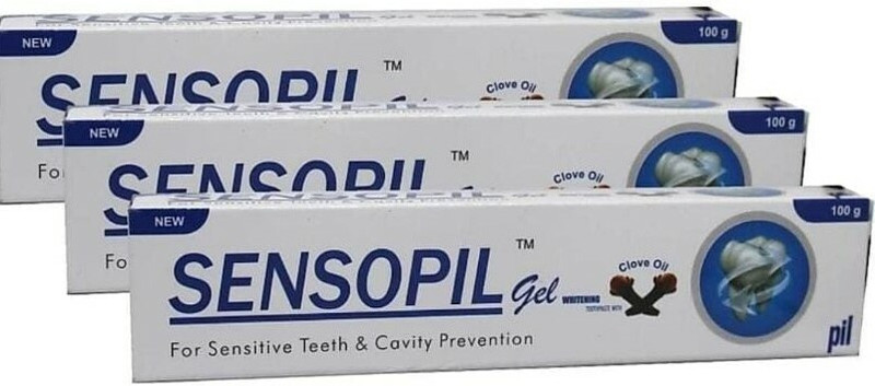 Sensopil Gel Whitening Toothpaste With Clove Oil Toothpaste(100 g, Pack of 3)
